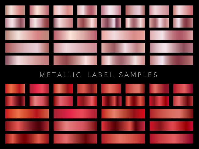 A set of assorted metallic label samples. vector