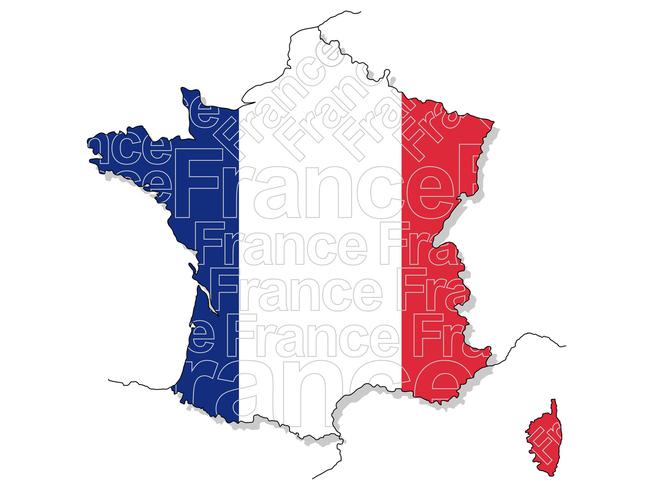 A map of France.  vector