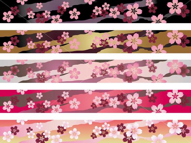 A set of a seamless Japanese traditional pattern in five colors. vector