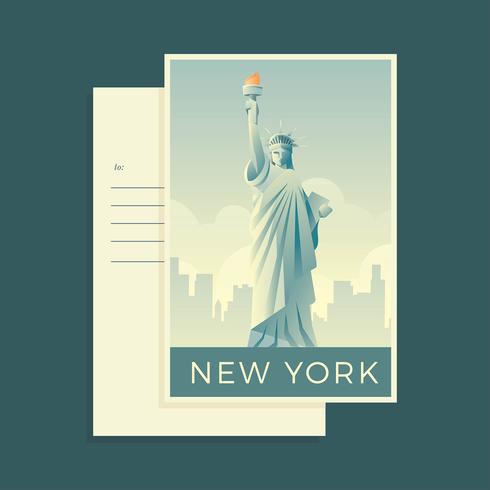 New York Liberty Statue Postcard Vector