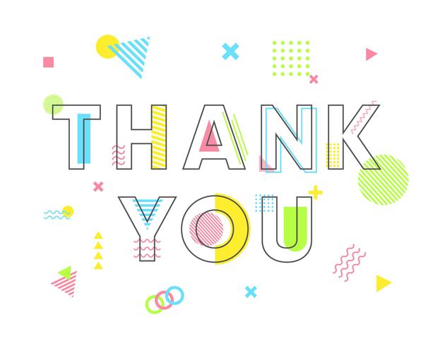 Memphis Thank You Typography vector