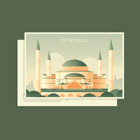 Postcard Of Hagia Sophia Turkey Vector