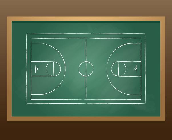 Basketball Court Sketch Chalkboard Vector