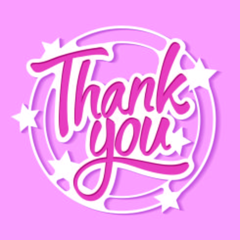Thank You Signature Cut from Paper with Stars Background vector