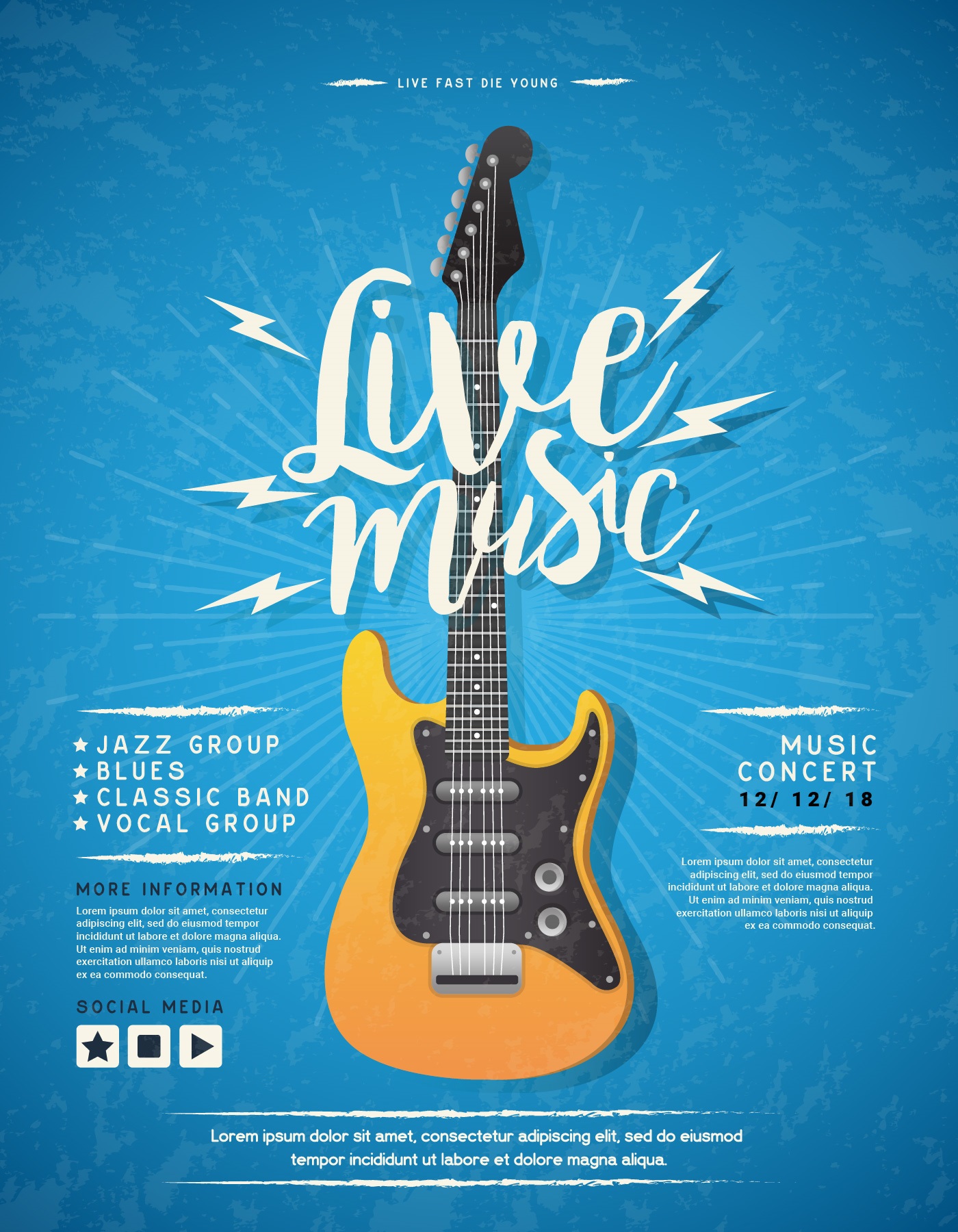 Concert Poster Design With Guitar Vector Illustration 182399 Vector Art