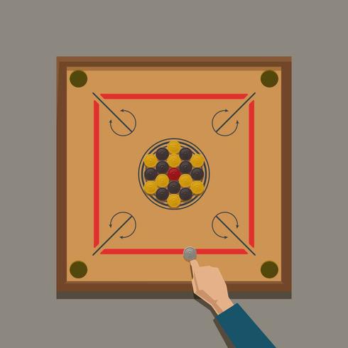 Playing Carrom Illustration Vector