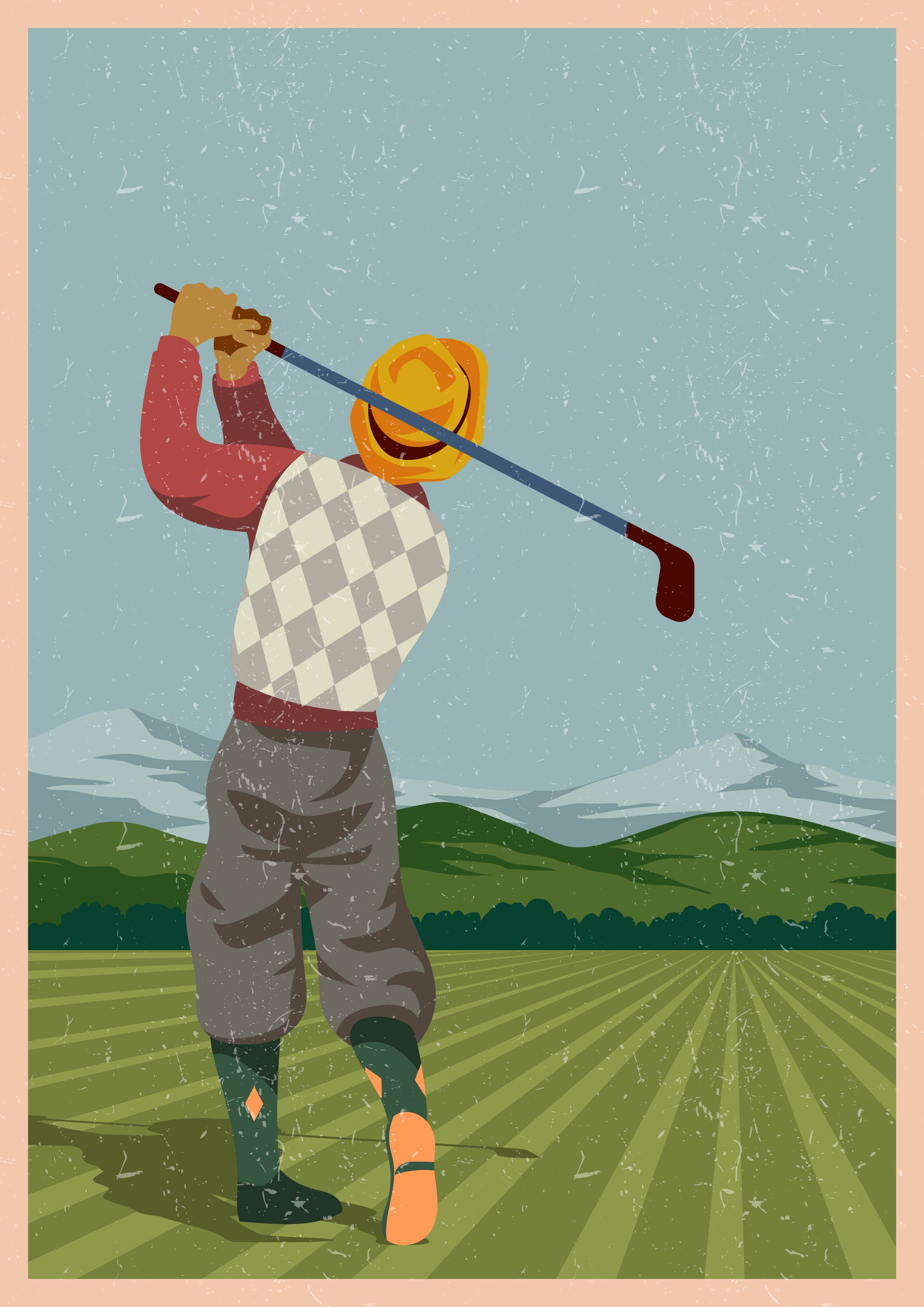 Vintage Golf Player 182431 Vector Art at Vecteezy
