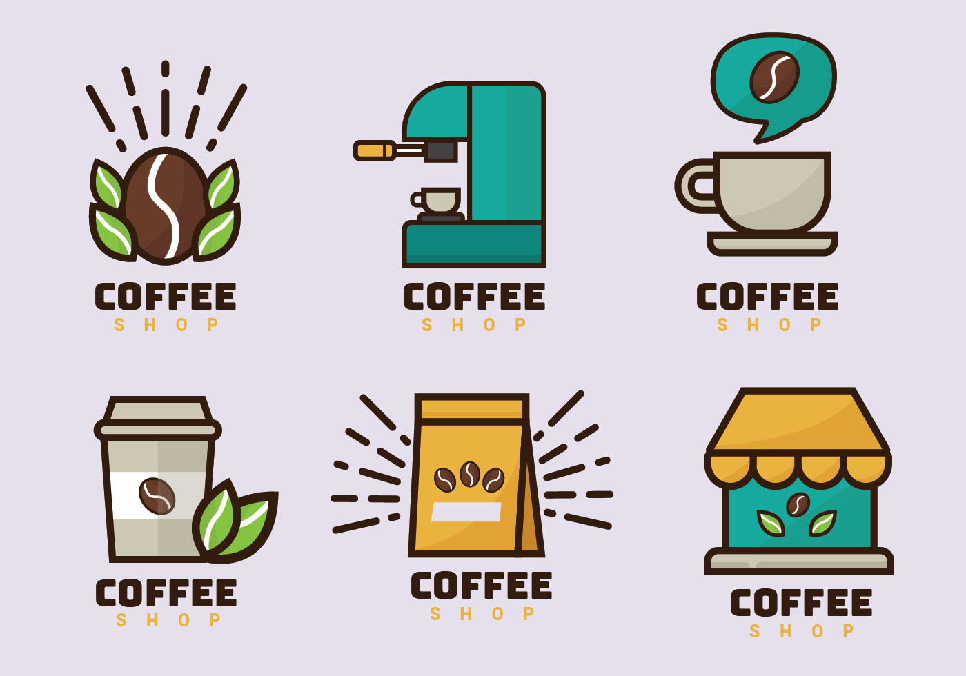 Download Coffee Shop Logo Vector Pack 182437 Vector Art at Vecteezy