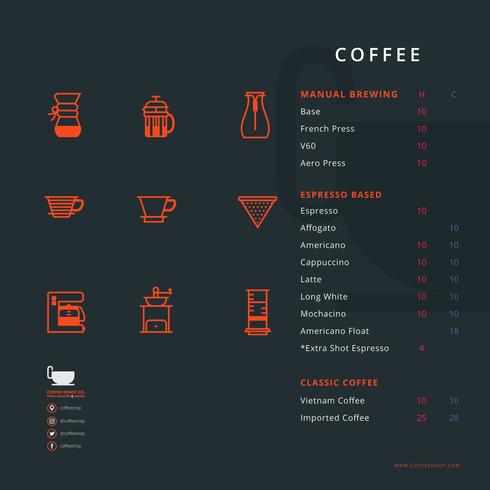 Coffee Shop Menu with Coffee Tools Equipment - Download Free Vector Art, Stock Graphics & Images