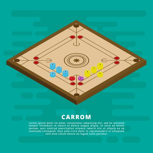 Isometric Carrom Vector Illustration