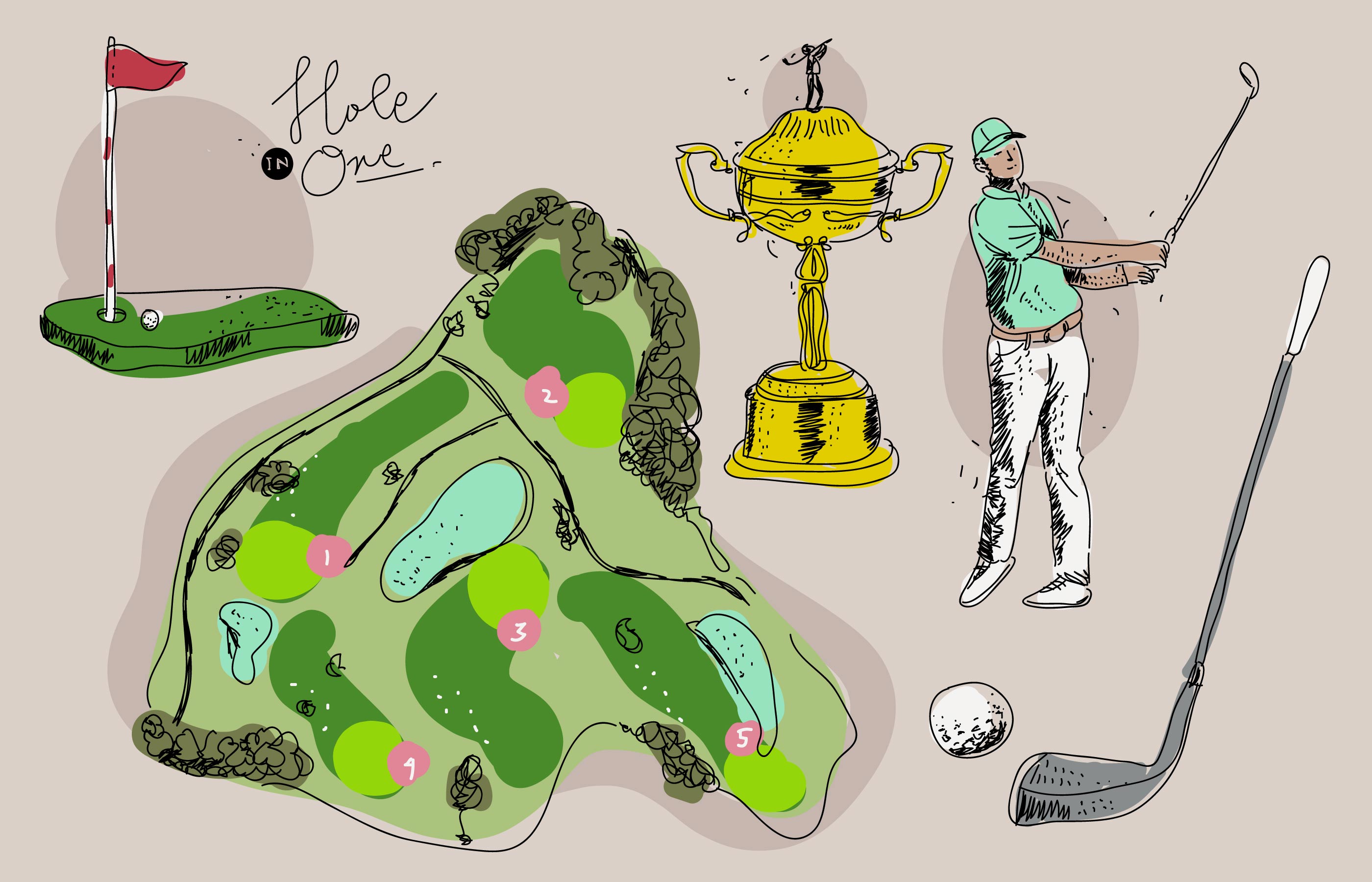 Vintage Golf Championship Hand Drawn Vector Illustration 182479