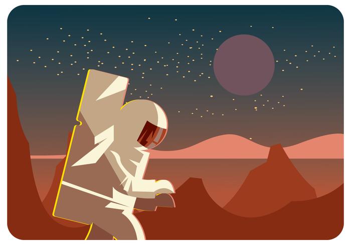 Astronaut Exploring Planet Mars Vector