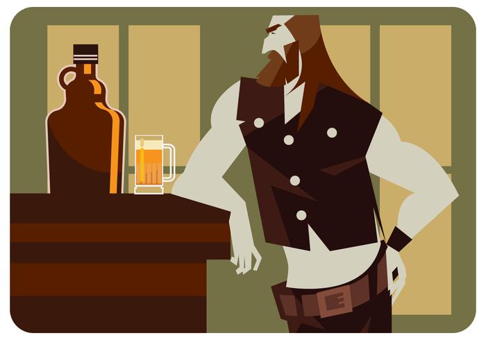 Motorcycle Man and Beer Growler Vector