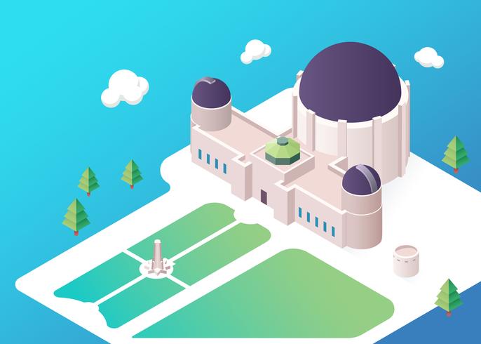 Isometric Griffith Observatory Illustration vector