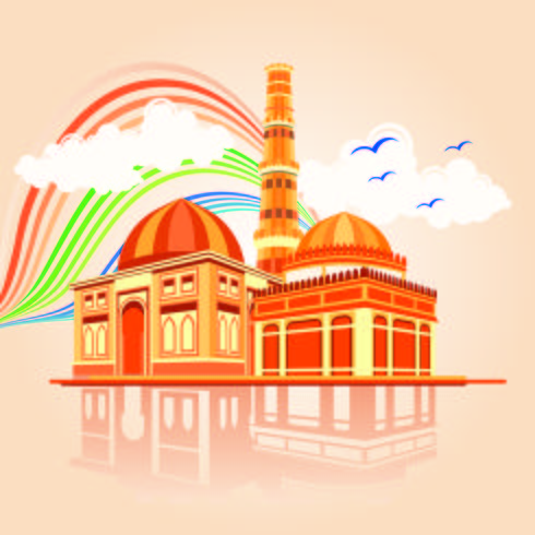 Ilustración de vector de Qutab Minar en Delhi