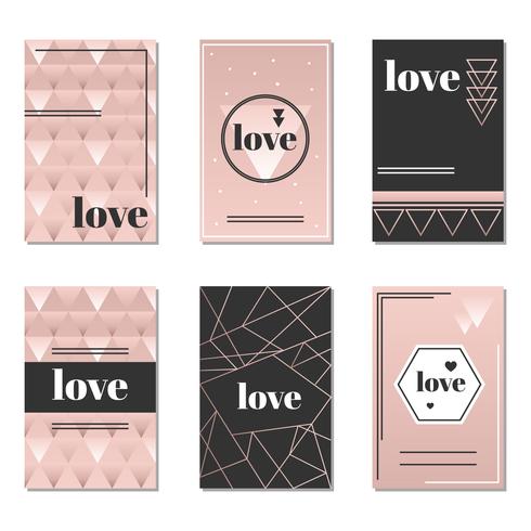 Rosegold Geometry Love Cards Vector