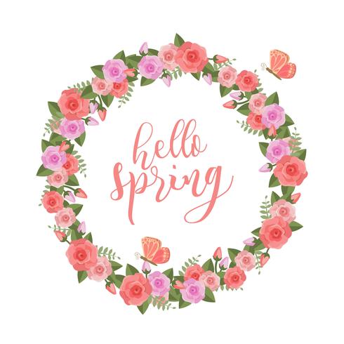 Floral Spring Wreath Vector