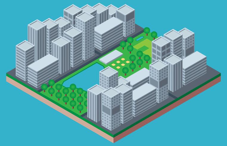 Central Park New York Isometric Illustration vector