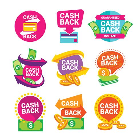 Money cash back vector labels and stickers