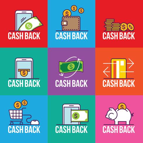 Conjunto de Cashback Badge para tienda, Etiqueta de etiqueta Cash Back After Sale Illustration vector