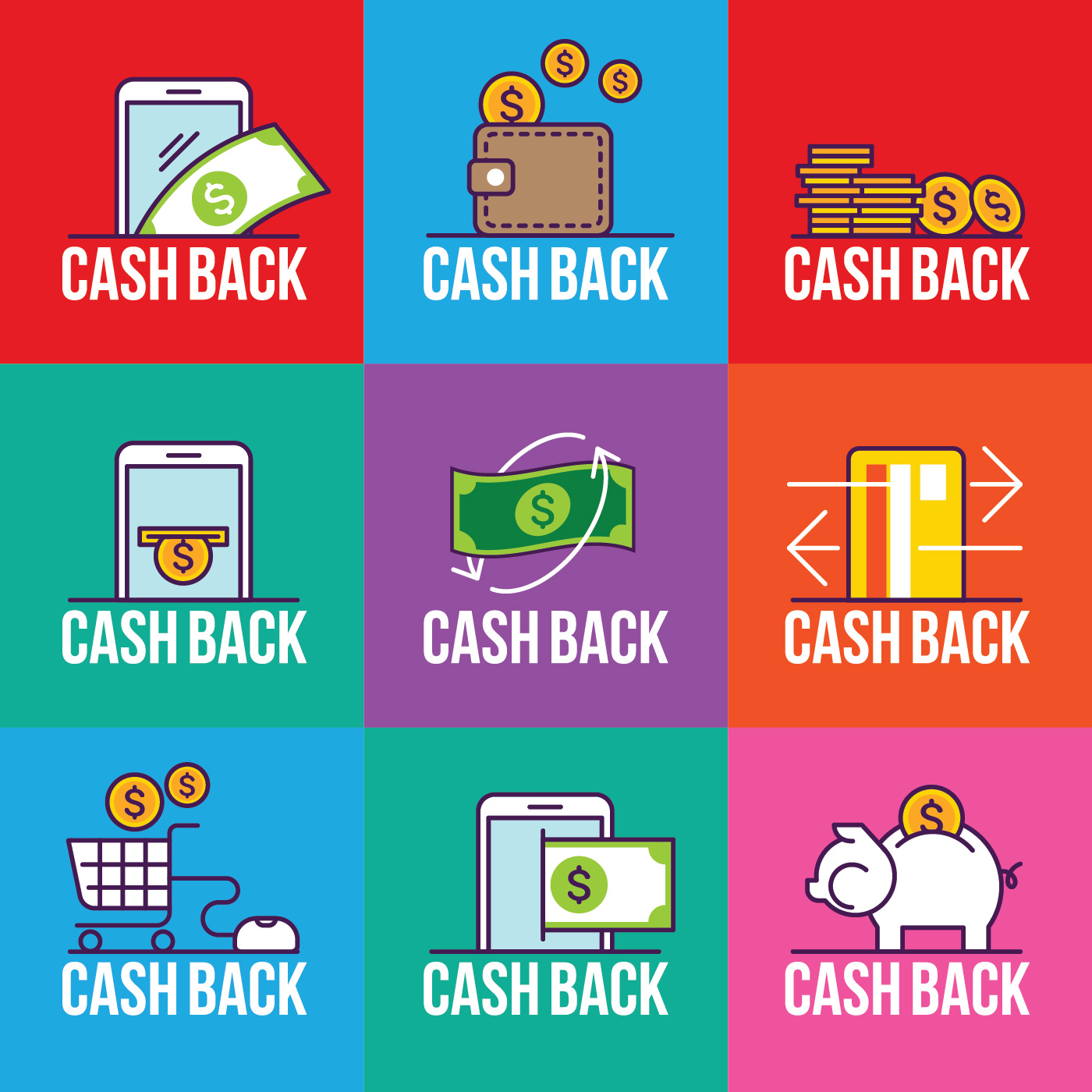 Cash Back / Cash back. Vector modern flat style — Stock Vector