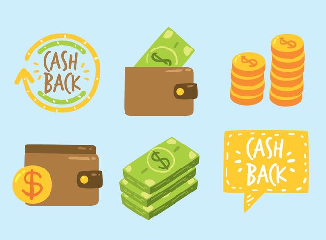 Cash Back Element On Blue Vector