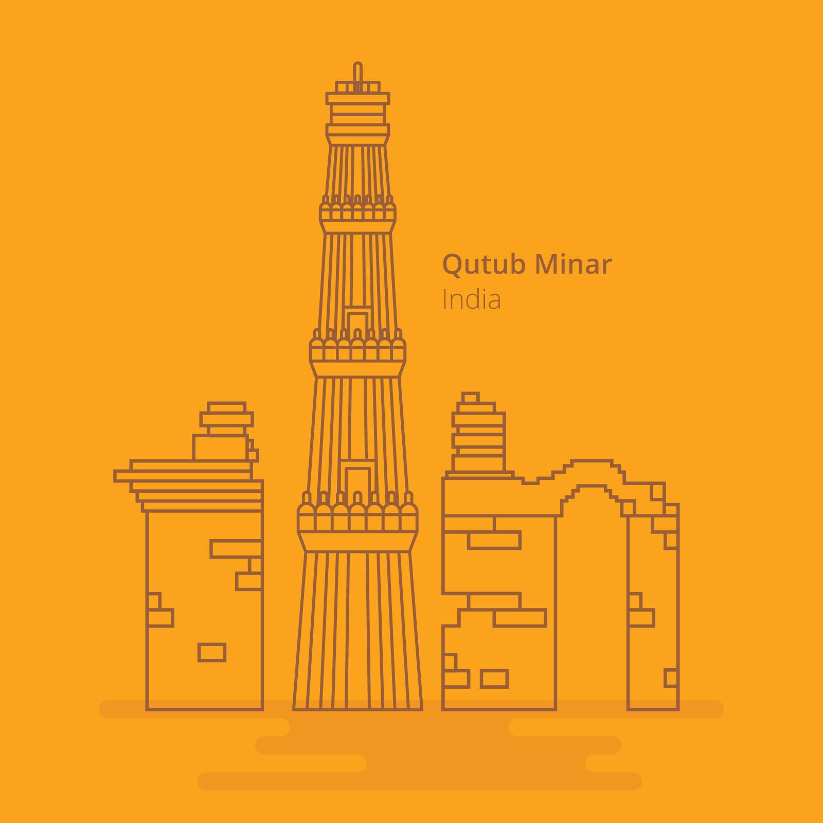 Line Drawing Of Qutub Minar : Qutub minar india landmark line style download free