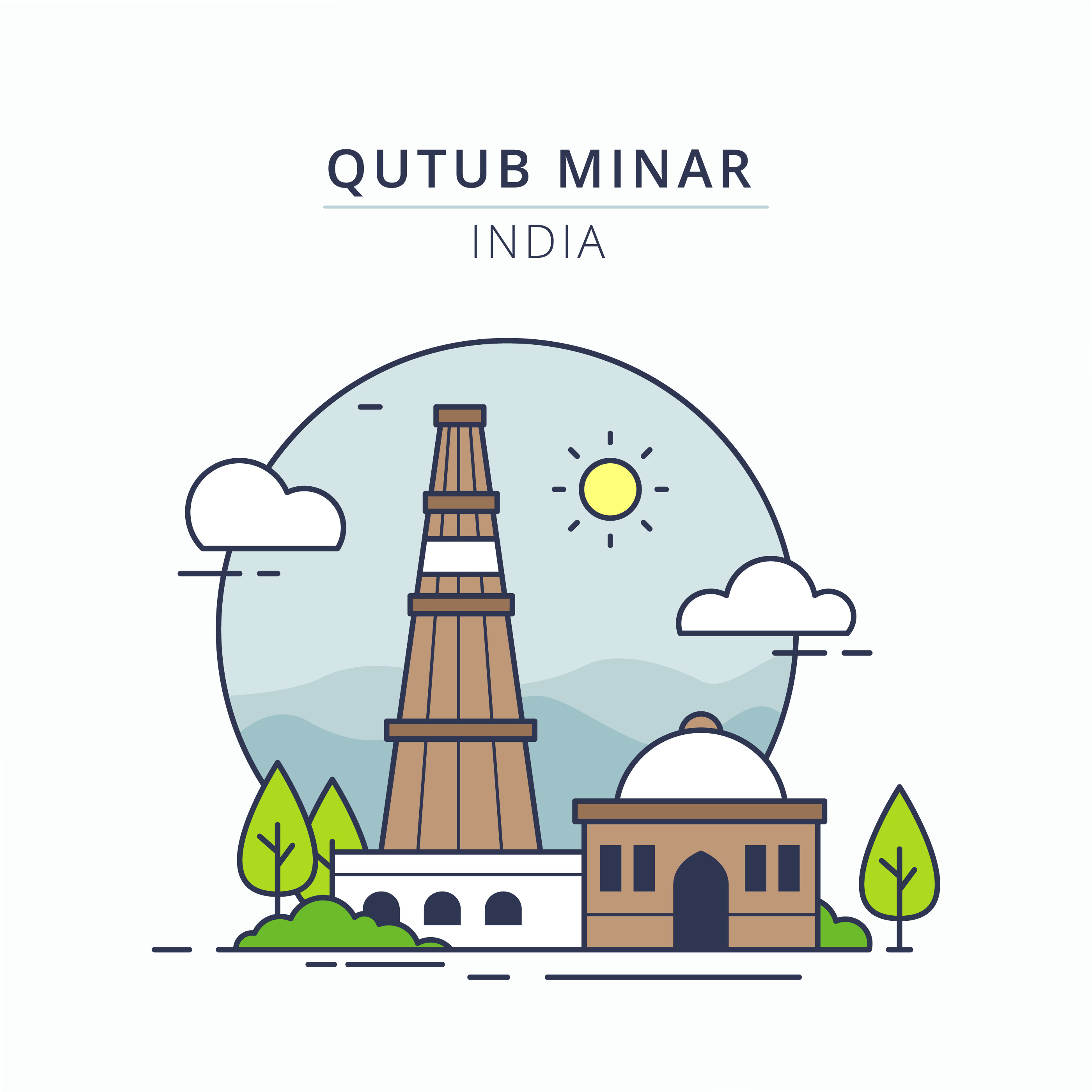 Qutub Minar Illustration - Download Free Vectors, Clipart ...