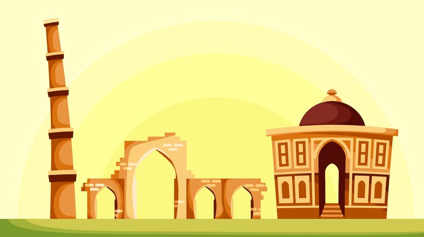 Paisaje de Qutub Minar Vector