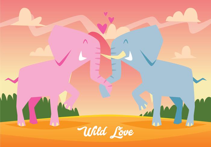 Cute Elephant Fall In Love vector