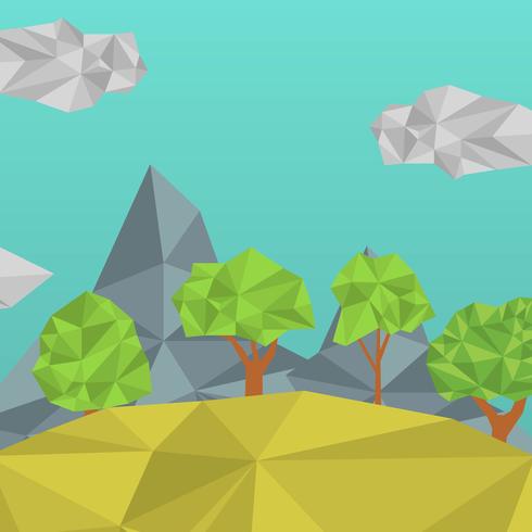 Flat Low Poly Forest Vector Illustration