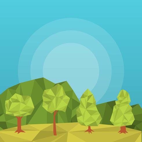 Flat Low Polygon Trees Vector Illustration