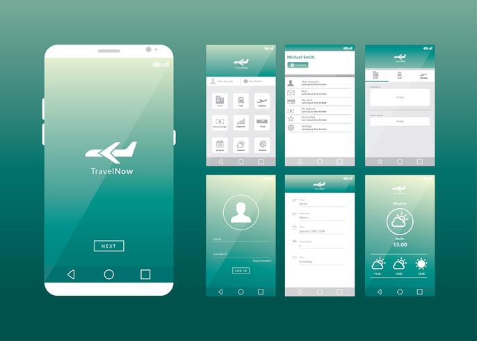 Mobile App Gui Online Travel Agent Vector