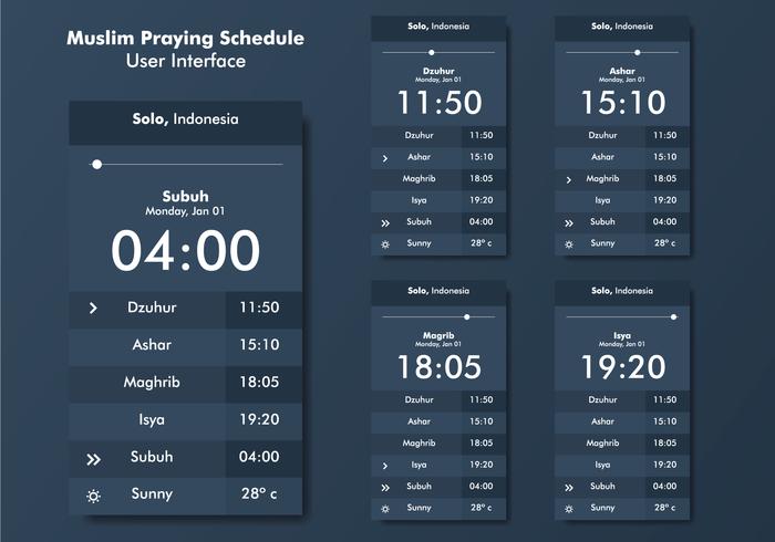 Muslim Praying Reminder UI vector