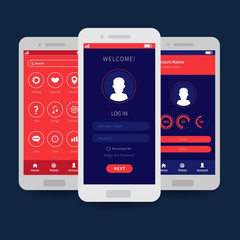 Mobile App UI Template Design 182698 Vector Art at Vecteezy