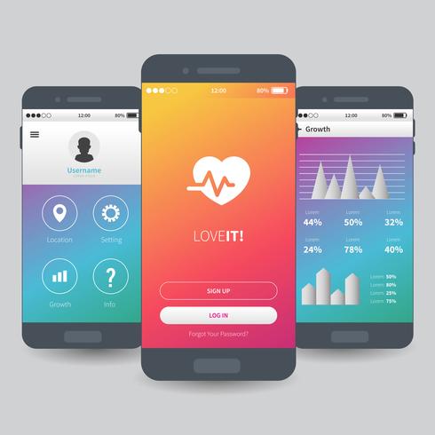 Mobile App UI Template Design vector