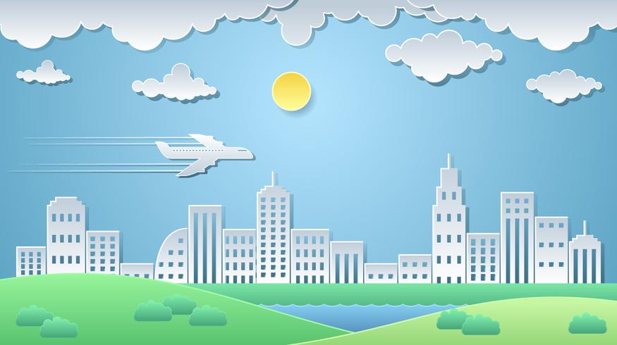 City Paper Art Landscape Vector