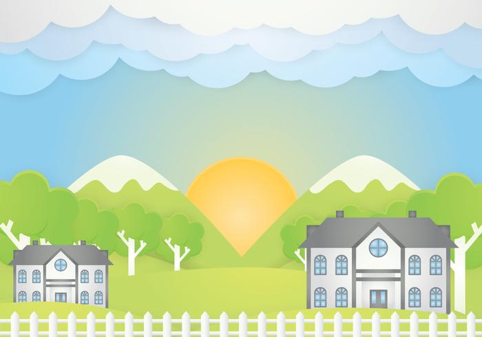 Paper art landscape vector