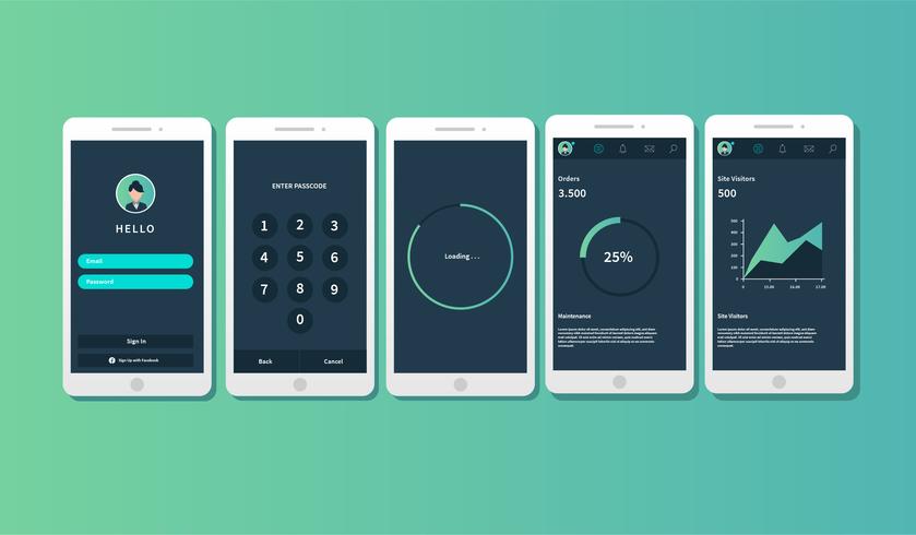 Mobile App GUI vector