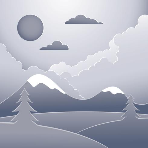 Paper Art Landscape Illustration vector