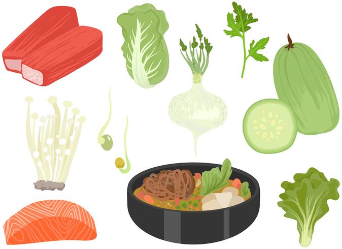 Hot Pot Ingredients Vectors