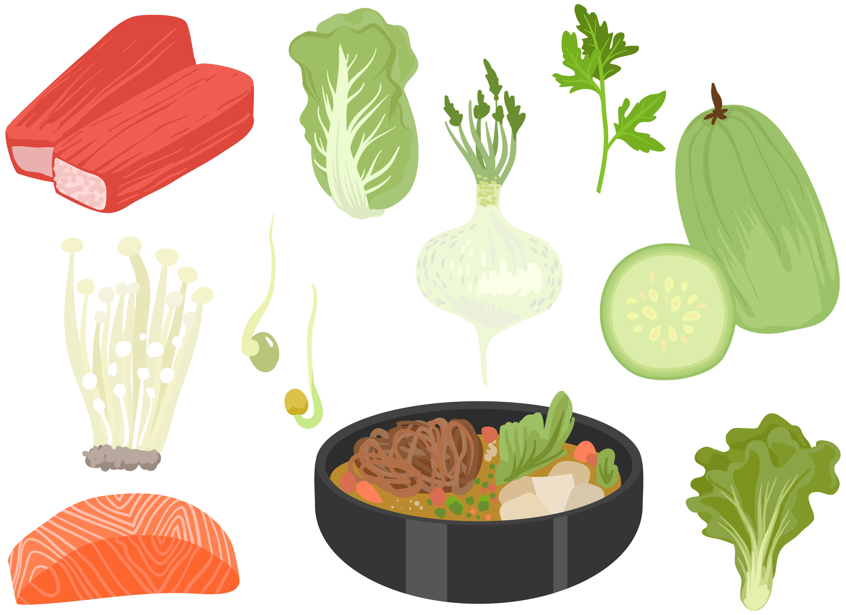 Hot Pot Ingredients Vectors 182733 Vector Art at Vecteezy