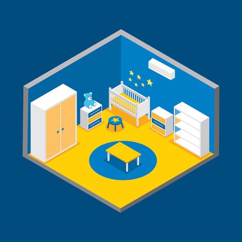 Kids Room Decor Isometric Vector