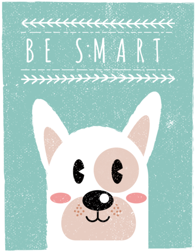 Scandinavian Style Dog Wall Art - Be Smart vector