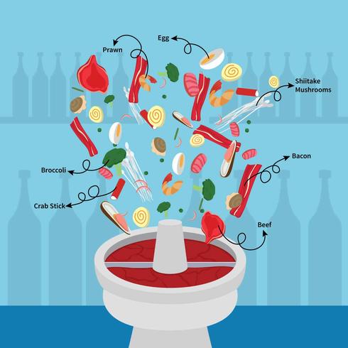 Hotpot With Ingredient illustration vector