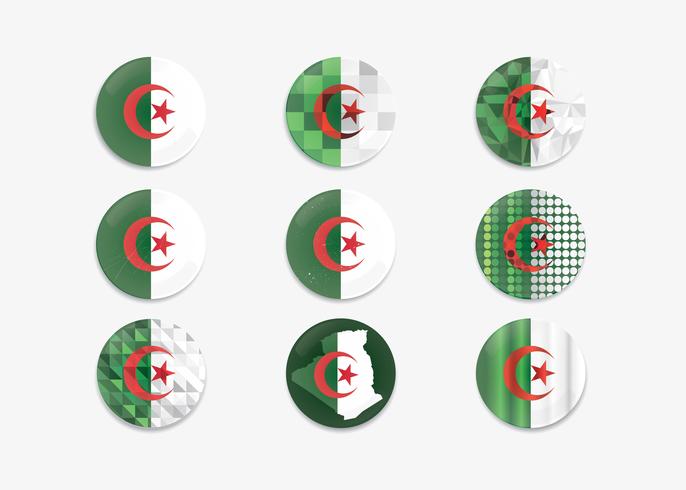 Button Pin Algeria Flag Vector