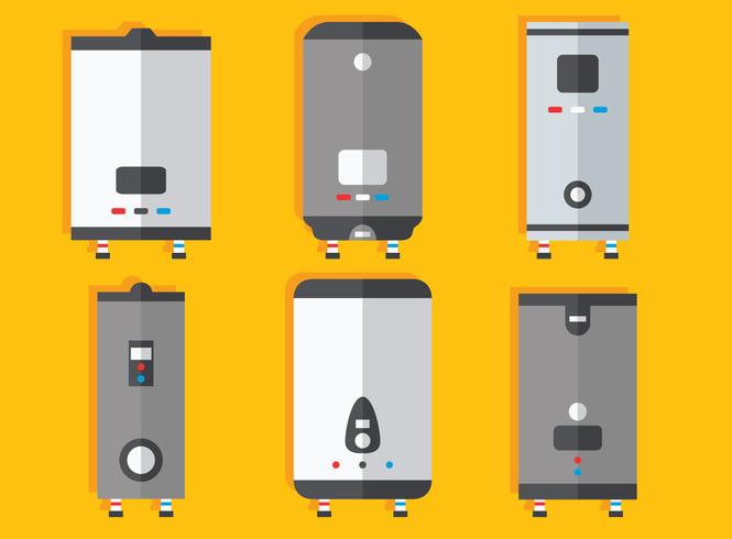 Flat Water Heater Collection Vector