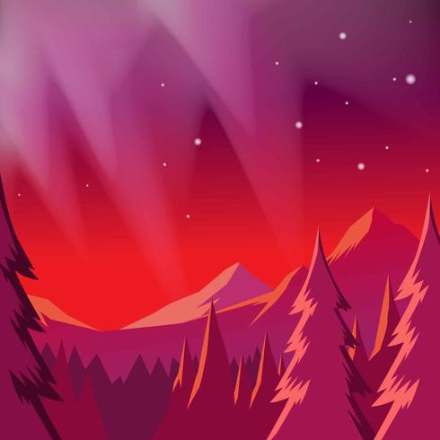 Paisaje de auroras boreales vector