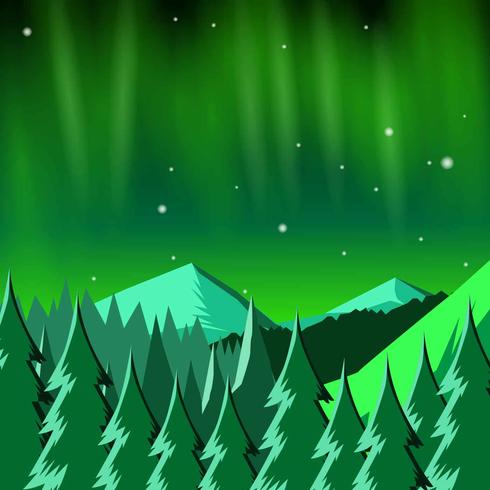 Northern Lights Landscape vector