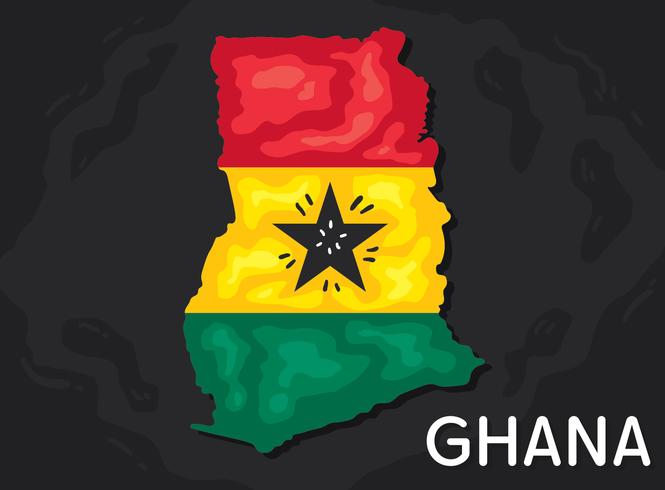 Ghana Map With Flag Vector